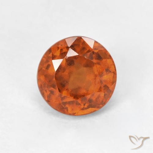 1.02ct Натуральный Янтарный Апельсин Гранат Гессонит, Круглый, VVS-VS