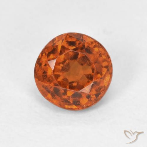 1.00ct Натуральный Янтарный Апельсин Гранат Гессонит, Круглый, VVS-VS