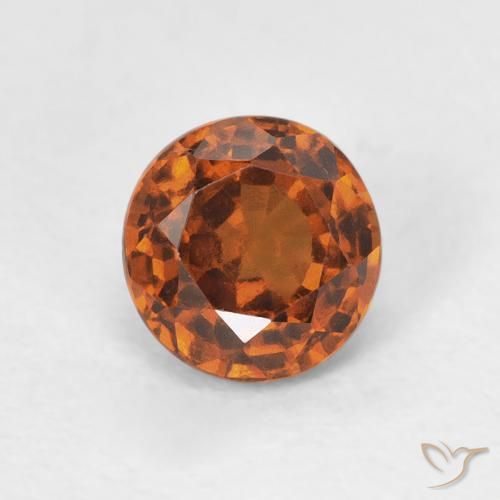 1.02ct Натуральный Темно-оранжевый Гранат Гессонит, Круглый, VVS-VS