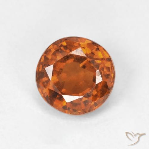 0.94ct Натуральный Medium Dark-Orange Гранат Гессонит, Круглый, VVS-VS