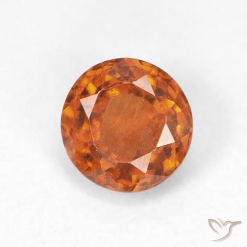 0.92ct Натуральный Красновато-оранжевый Гранат Гессонит, Круглый, Чистота VS