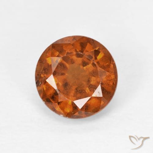 0.94ct Натуральный Темно-оранжевый Гранат Гессонит, Круглый, Чистота VS