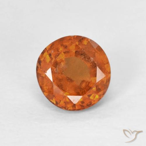 0.85ct Натуральный Medium Dark-Orange Гранат Гессонит, Круглый, Чистота VS