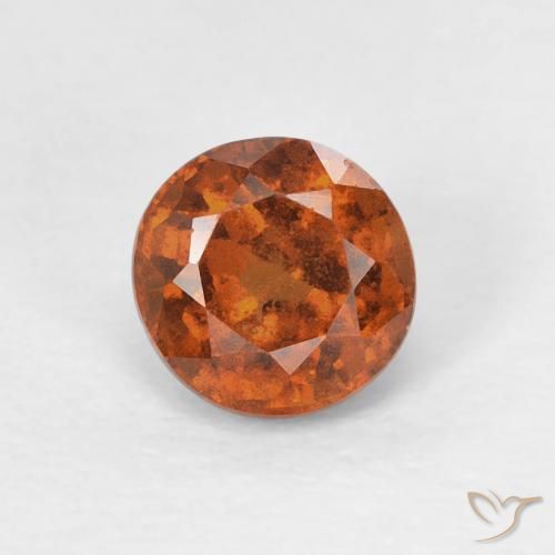 0.91ct Натуральный Темно-оранжевый Гранат Гессонит, Круглый, Чистота VS