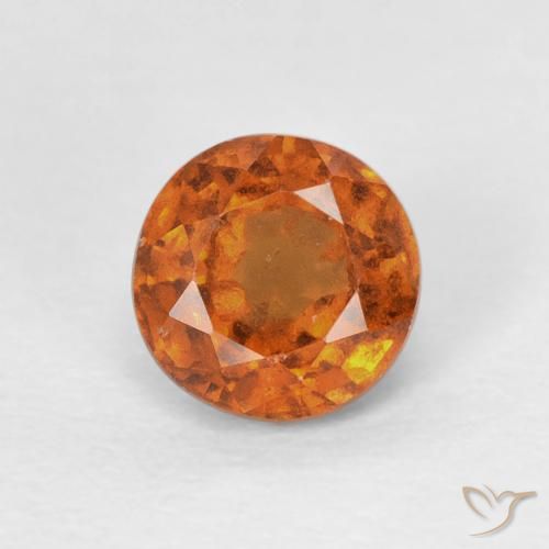 0.95ct Натуральный Темно-оранжевый Гранат Гессонит, Круглый, Чистота VS