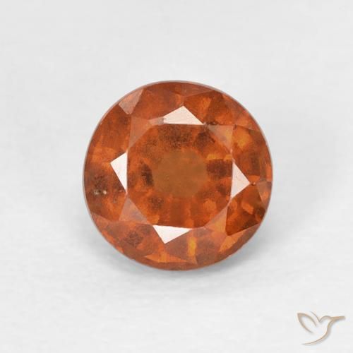 0.98ct Натуральный Темно-оранжевый Гранат Гессонит, Круглый, Чистота VS