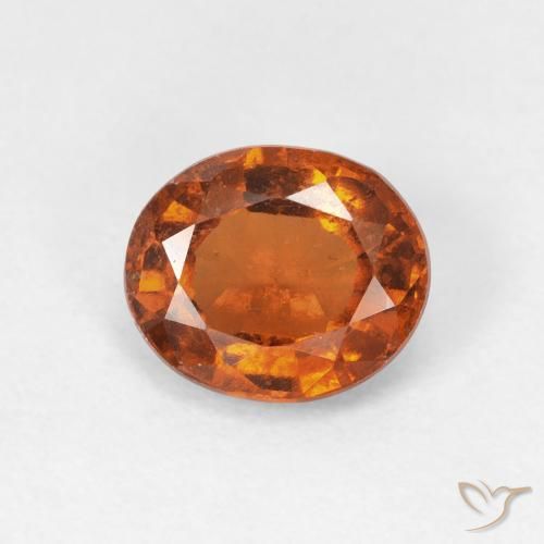 1.56ct Натуральный Medium Dark-Orange Гранат Гессонит, Овал, Чистота VS