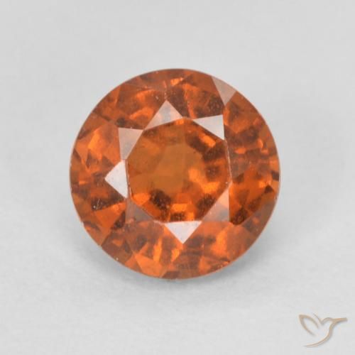 0.86ct Натуральный Темно-оранжевый Гранат Гессонит, Круглый, VVS-VS
