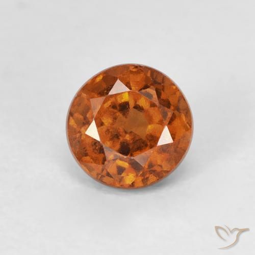 0.90ct Натуральный Medium Dark-Orange Гранат Гессонит, Круглый, VVS-VS