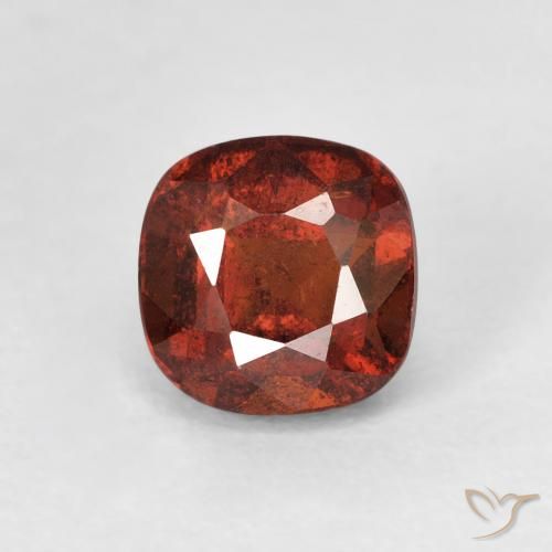 1.58ct Натуральный Темно-оранжевый Гранат Гессонит, Подушка, Чистота VS