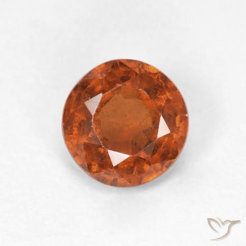 0.95ct Натуральный Medium Dark-Orange Гранат Гессонит, Круглый, Чистота VS