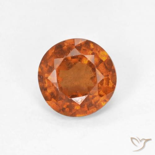 0.81ct Натуральный Темно-оранжевый Гранат Гессонит, Круглый, Чистота VS
