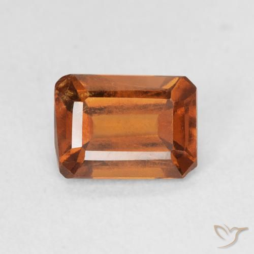 1.10ct Натуральный Темно-оранжевый Гранат Гессонит, Изумрудная огранка, VVS-VS