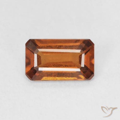 1.23ct Натуральный Темно-оранжевый Гранат Гессонит, Изумрудная огранка, VVS-VS