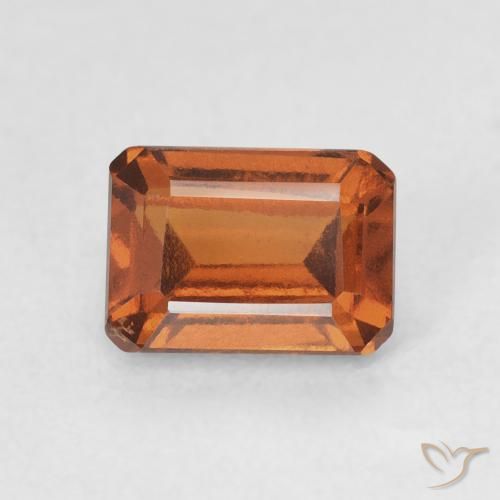 1.43ct Натуральный Medium Dark-Orange Гранат Гессонит, Изумрудная огранка, VVS-VS