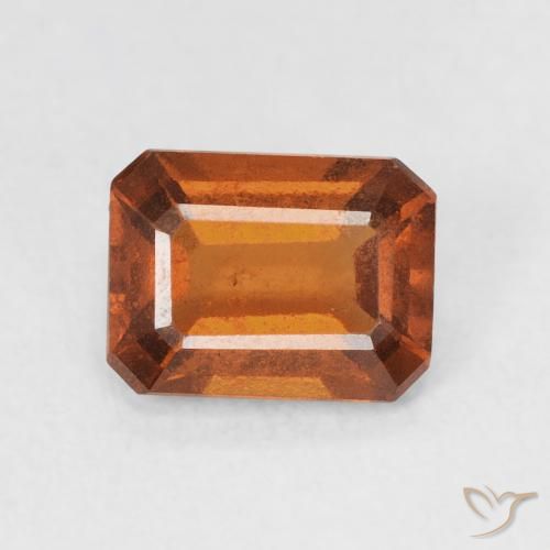 1.44ct Натуральный Темно-оранжевый Гранат Гессонит, Изумрудная огранка, VVS-VS
