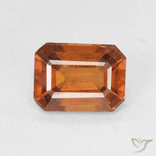 1.48ct Натуральный Medium Dark-Orange Гранат Гессонит, Изумрудная огранка, VVS-VS