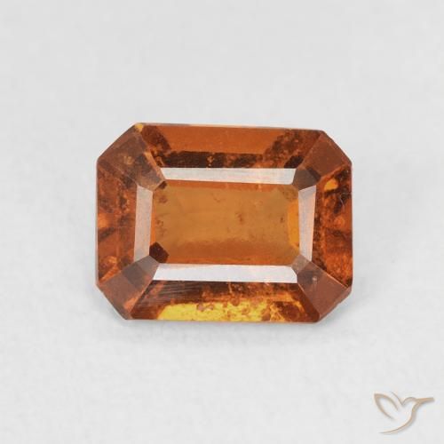 1.08ct Натуральный Темно-оранжевый Гранат Гессонит, Изумрудная огранка, VVS-VS