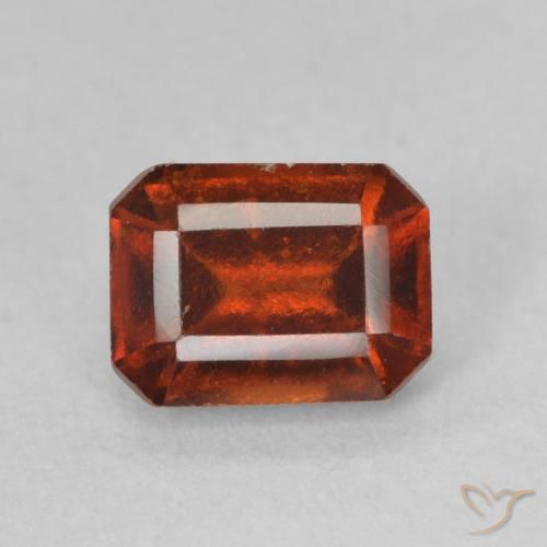 1.41ct Натуральный Темно-оранжевый Гранат Гессонит, Изумрудная огранка, Чистота VS