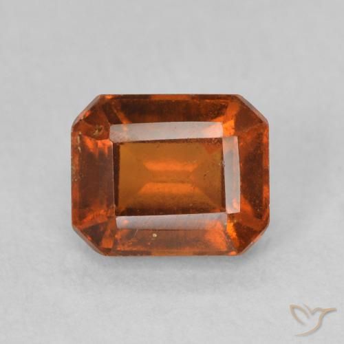 1.27ct Натуральный Темно-оранжевый Гранат Гессонит, Изумрудная огранка, Чистота VS
