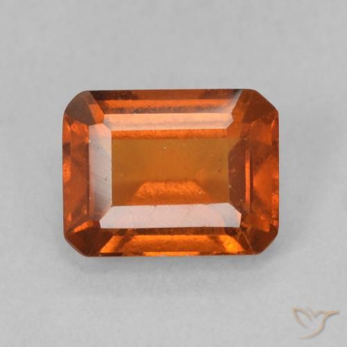 1.56ct Натуральный Красновато-оранжевый Гранат Гессонит, Изумрудная огранка, Чистота VS