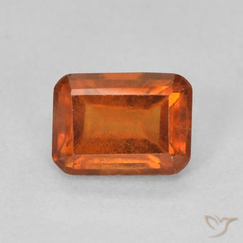1.28ct Натуральный Красновато-оранжевый Гранат Гессонит, Изумрудная огранка, Чистота VS