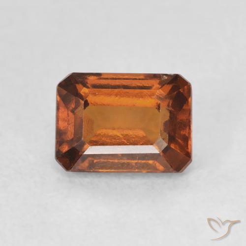 1.38ct Натуральный Красновато-оранжевый Гранат Гессонит, Изумрудная огранка, Чистота VS