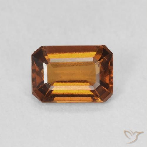 0.91ct Натуральный Коричневато-оранжевый Гранат Гессонит, Изумрудная огранка, VVS-VS