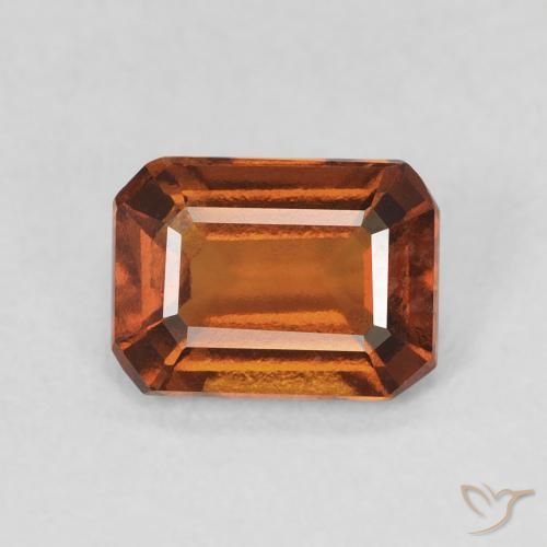 1.32ct Натуральный Темно-оранжевый Гранат Гессонит, Изумрудная огранка, VVS-VS