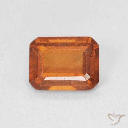 0.90ct Натуральный Темно-оранжевый Гранат Гессонит, Изумрудная огранка, VVS-VS