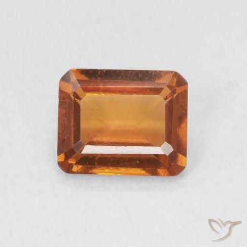 0.82ct Натуральный Medium Dark-Orange Гранат Гессонит, Изумрудная огранка, VVS-VS