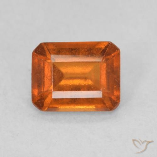 1.00ct Натуральный Medium Dark-Orange Гранат Гессонит, Изумрудная огранка, Чистота VS