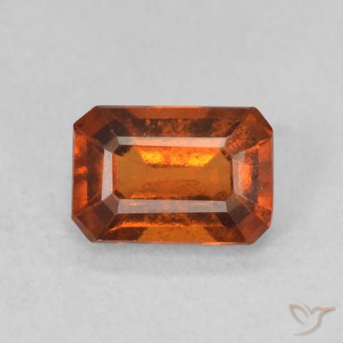 0.90ct Натуральный Темно-оранжевый Гранат Гессонит, Изумрудная огранка, Чистота VS