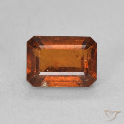 1.42ct Натуральный Красновато-оранжевый Гранат Гессонит, Изумрудная огранка, VS-SI