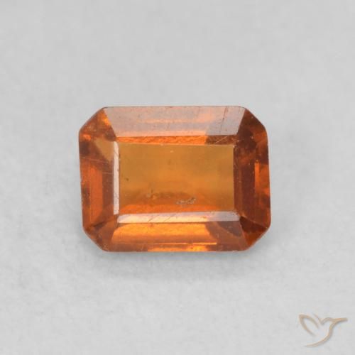 0.79ct Натуральный Темно-оранжевый Гранат Гессонит, Изумрудная огранка, VS-SI