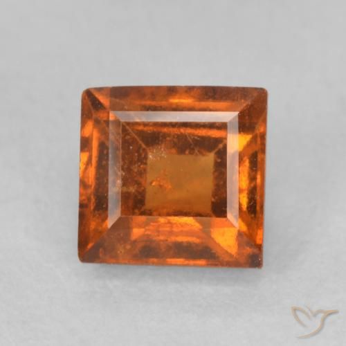 1.00ct Натуральный Красновато-оранжевый Гранат Гессонит, Квадрат, VS-SI