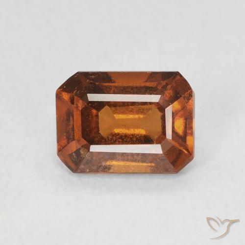 1.02ct Натуральный Темно-оранжевый Гранат Гессонит, Изумрудная огранка, Чистота VVS