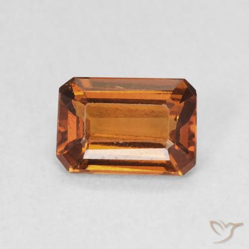 1.06ct Натуральный Medium Dark-Orange Гранат Гессонит, Изумрудная огранка, Чистота VVS