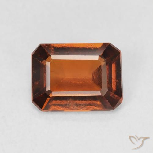 1.42ct Натуральный Темно-оранжевый Гранат Гессонит, Изумрудная огранка, Чистота VVS