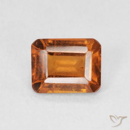 1.07ct Натуральный Темно-оранжевый Гранат Гессонит, Изумрудная огранка, VS-SI