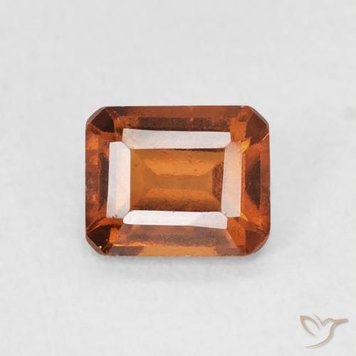 0.77ct Натуральный Темно-оранжевый Гранат Гессонит, Изумрудная огранка, VS-SI