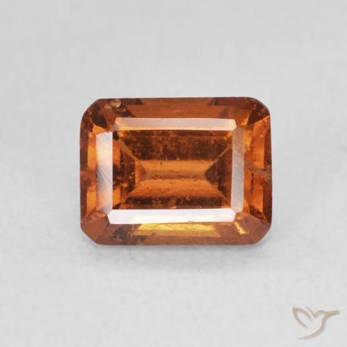 1.61ct Натуральный Темно-оранжевый Гранат Гессонит, Изумрудная огранка, VS-SI