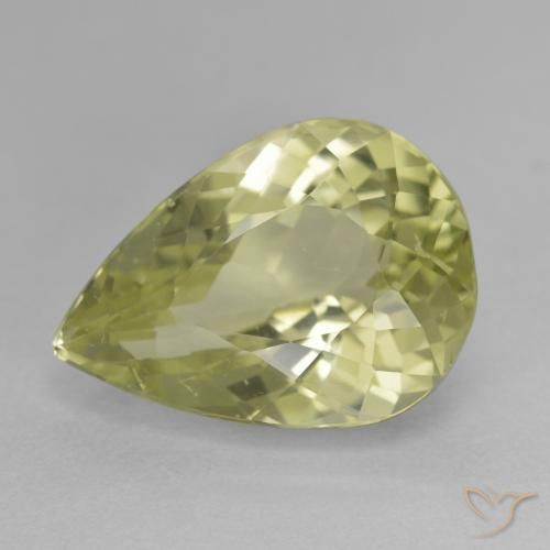 11.36ct Натуральный Medium Light-Yellow Хидденит, Форма груши, Чистота VS