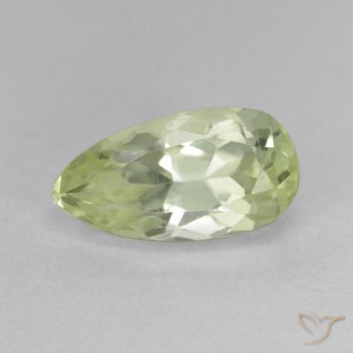 5.15ct Натуральный Светло-зеленовато-желтый Хидденит, Форма груши, VS-SI