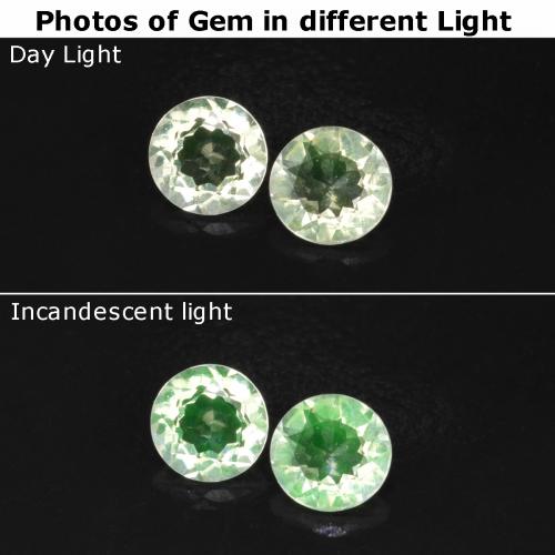 0.22 карата, натуральный Светло-зеленый Гиалитовый опал, Огранка Круг, Прозрачный