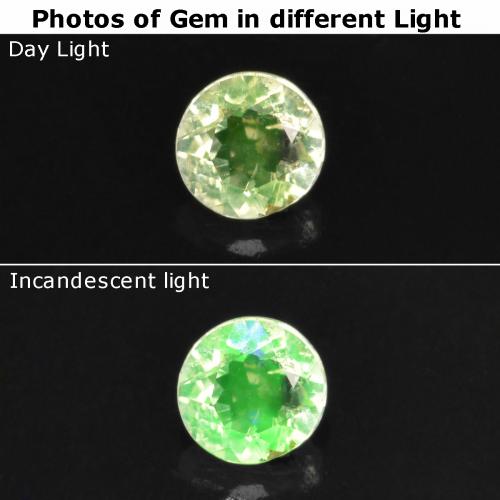 Натуральный Светло-зеленый Гиалитовый опал 0,09 карата Огранка Круг, Полупрозрачный