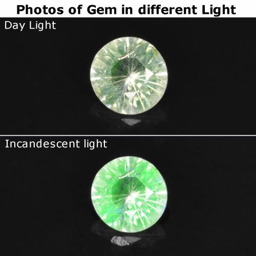 Натуральный Светло-зеленый Гиалитовый опал 0,09 карата Огранка Круг, Прозрачный