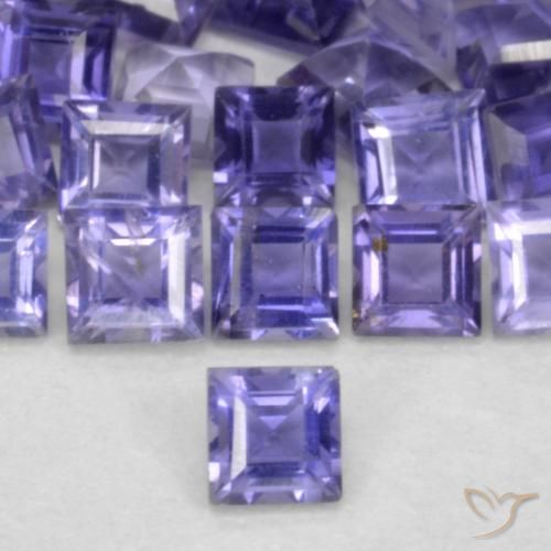 0.08ct Натуральный Интенсивный фиолетовый Иолит, Квадрат, Чистота VS