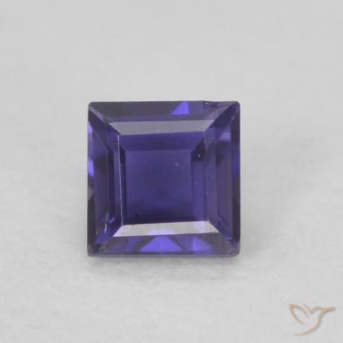 0.14ct Натуральный Темно-пурпурный Иолит, Квадрат, Чистота VVS