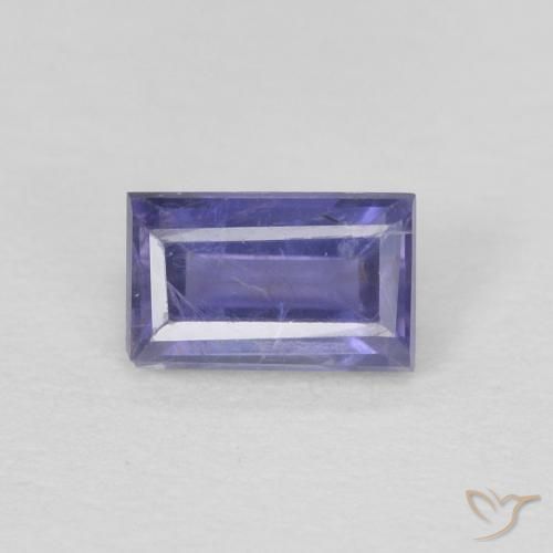 0.28ct Натуральный Темно-синевато-фиолетовый Иолит, Огранка Багет, VS-SI